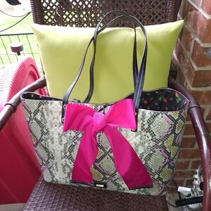 Betsey Johnson Pink and Black Tote Bag with Bold Design